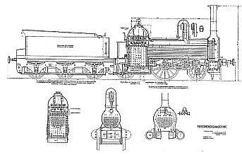 Die erste 1855 gebaute Dampflok - aus: Union-Giesserei '100 Jahre Union-Giesser Königsberg Pr. 1828-1928'
